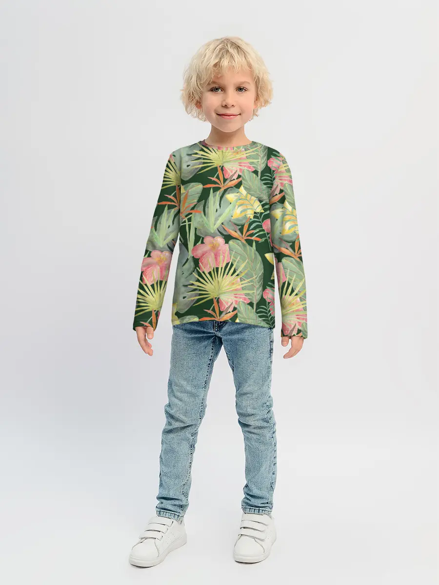 Детский лонгслив / Тропические растения и цветы