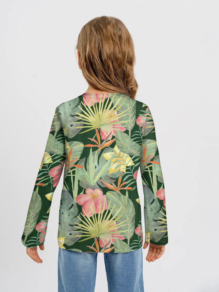 Детский лонгслив / Тропические растения и цветы