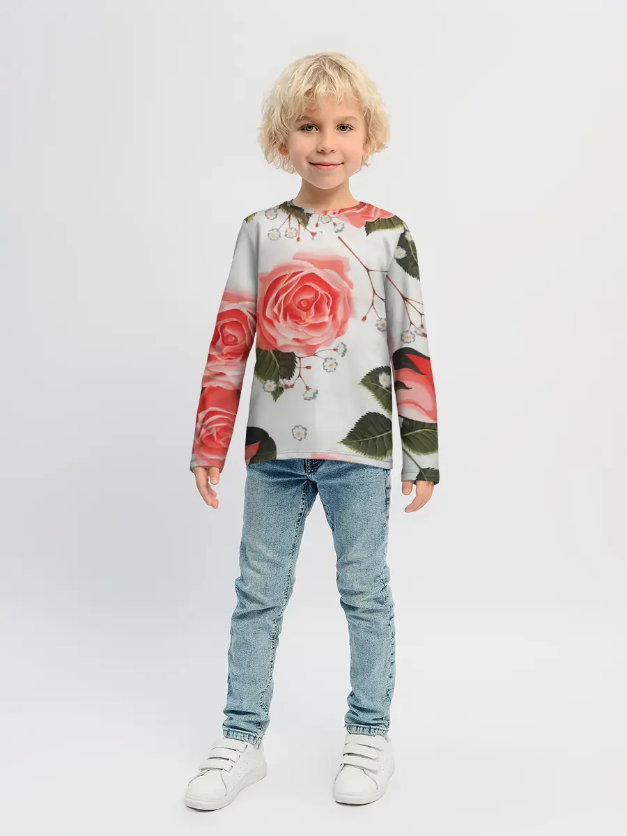 Детский лонгслив / Нежные розы