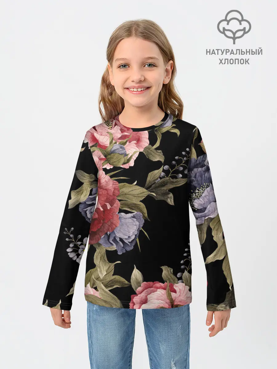 Детский лонгслив / Цветы