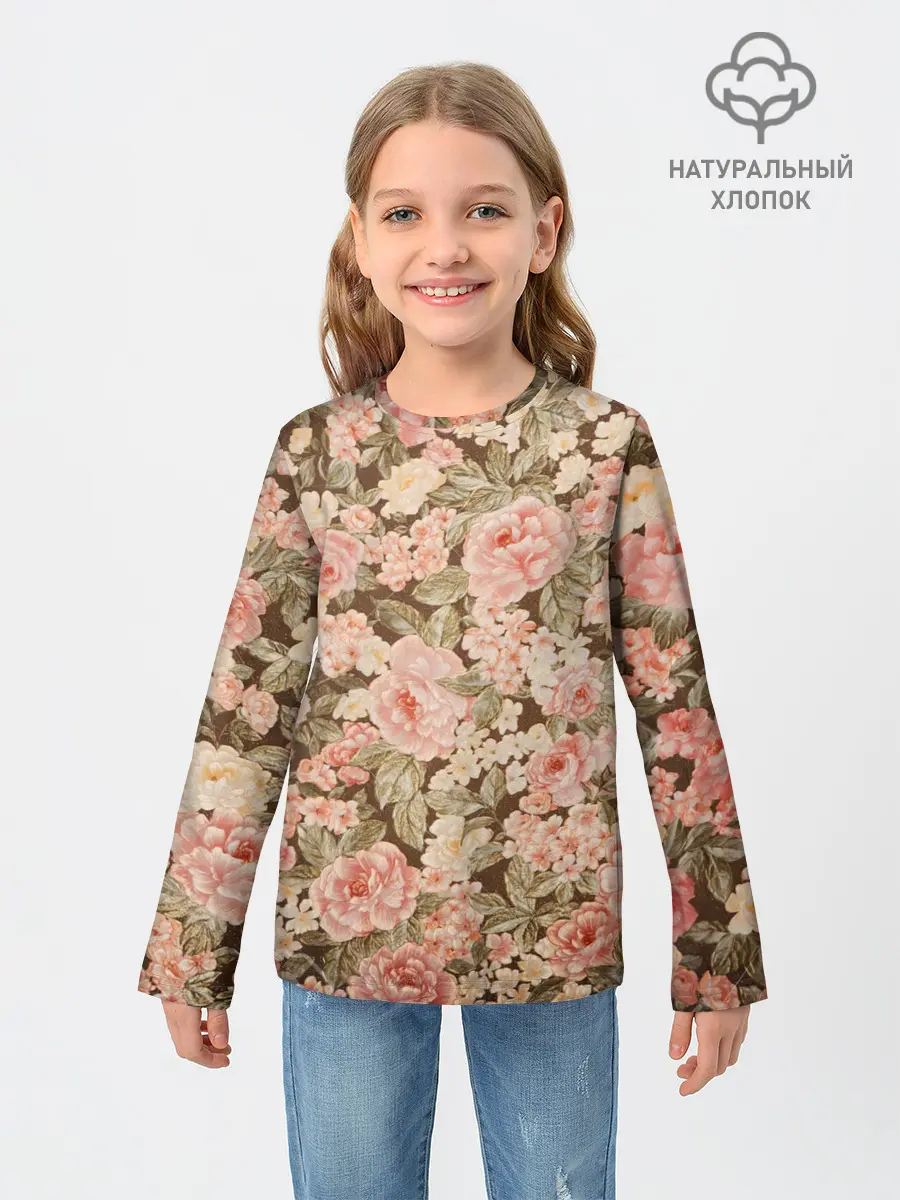Детский лонгслив / Розовая поляна