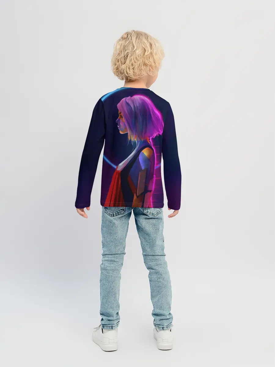 Детский лонгслив / Девушка в неоне