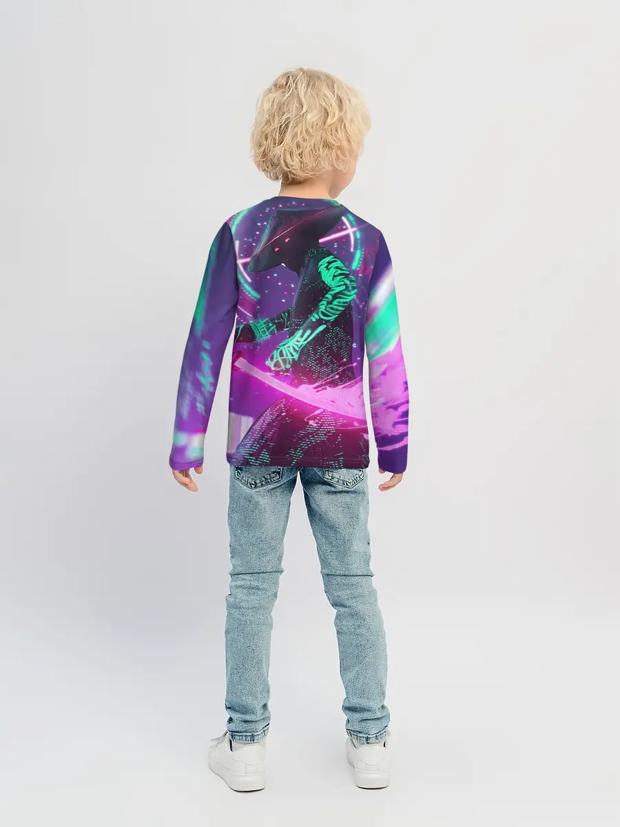 Детский лонгслив / Неоновый Самурай