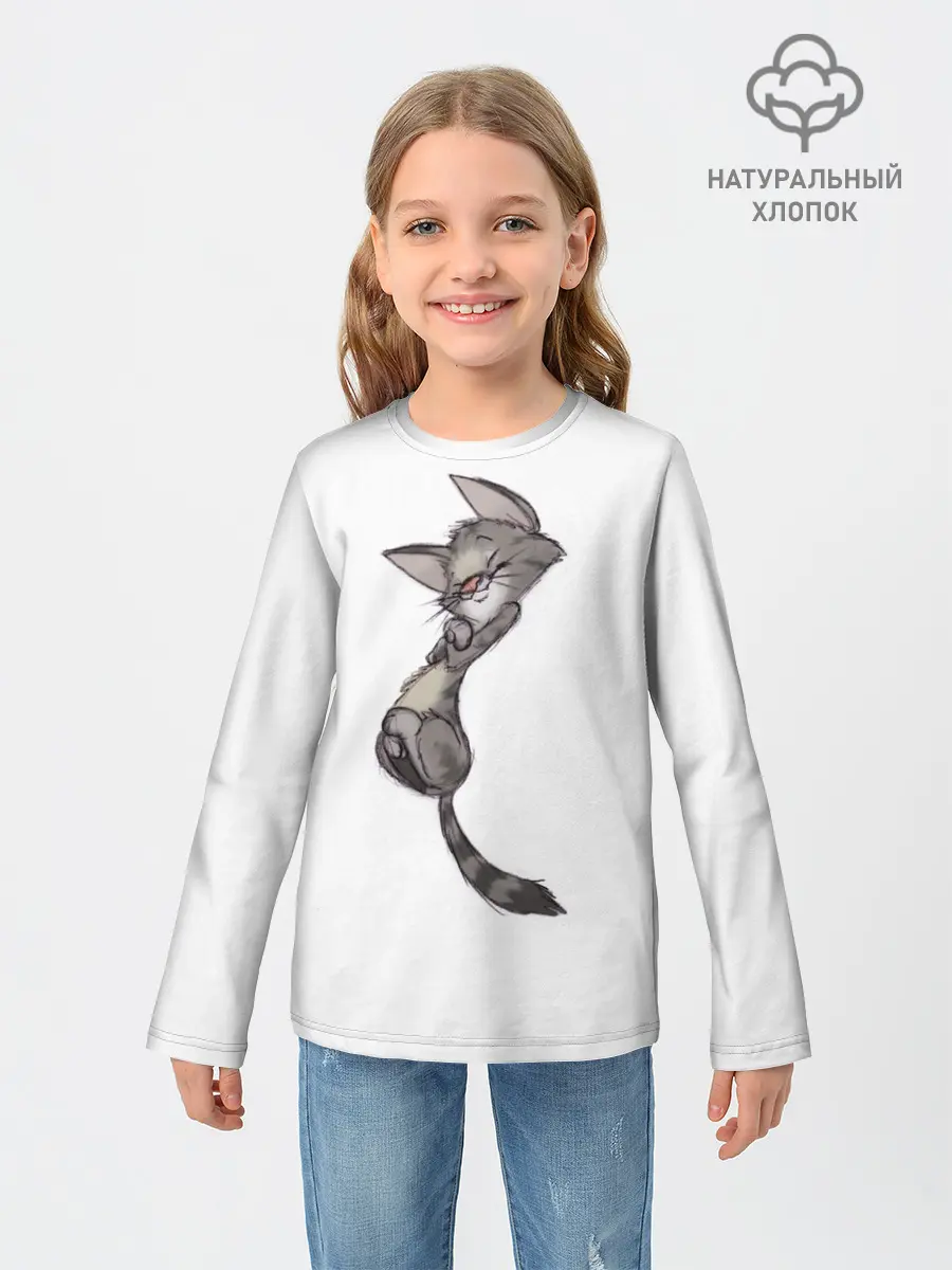 Детский лонгслив / Милый котя