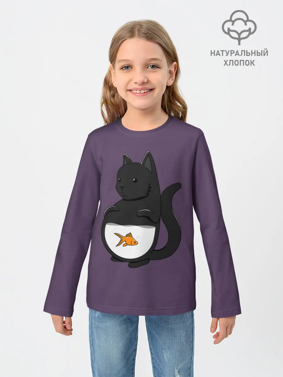 Детский лонгслив / Довольный кот
