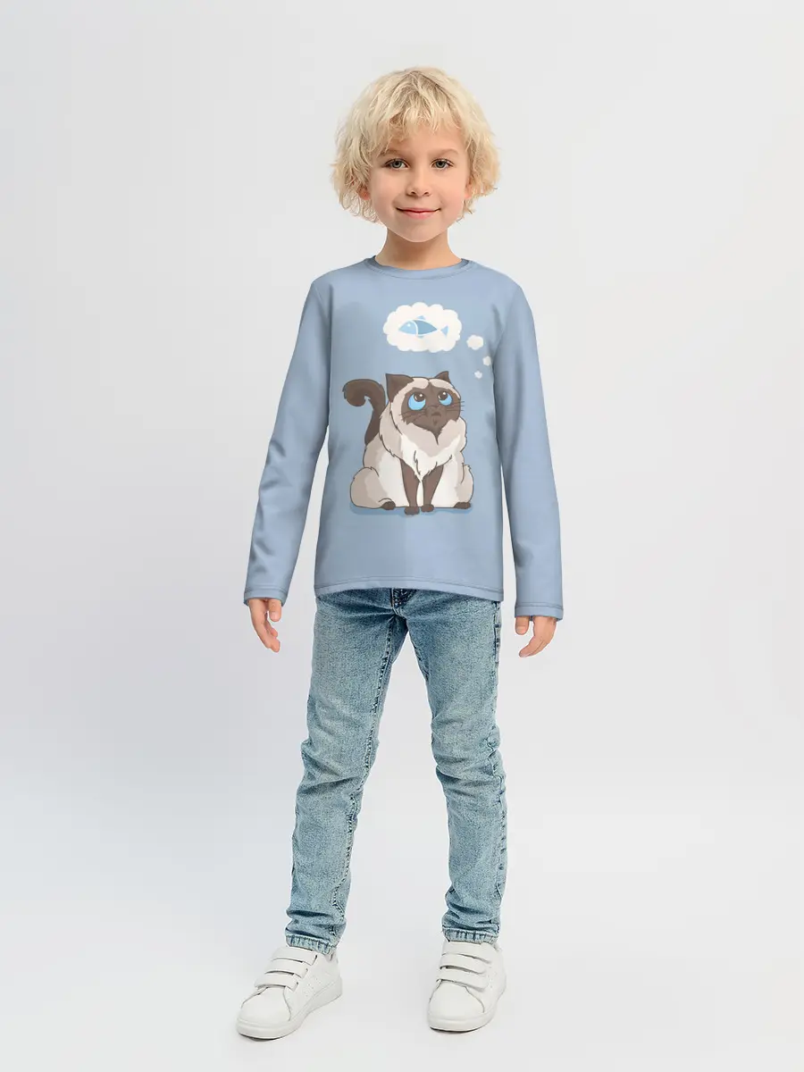 Детский лонгслив / Голодный котейка