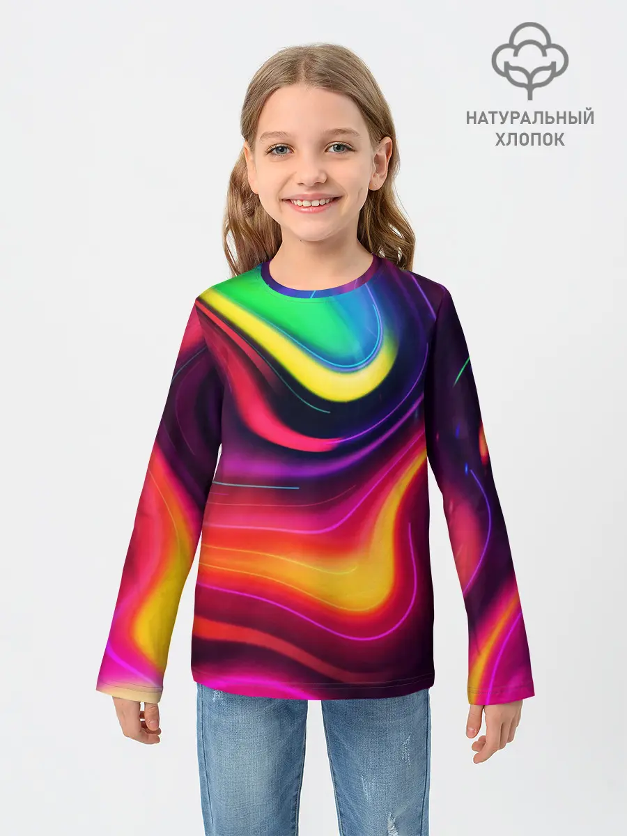 Детский лонгслив / Неоновые пятна