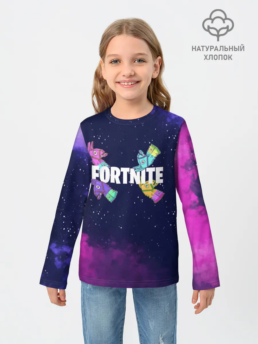 Детский лонгслив / Ламы фортнайт в космосе