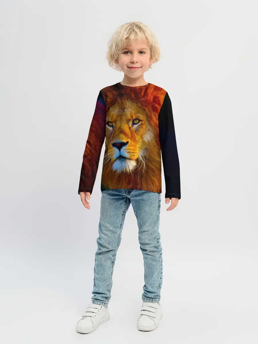 Детский лонгслив / Лев 3D