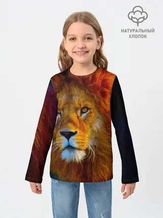 Детский лонгслив / Лев 3D