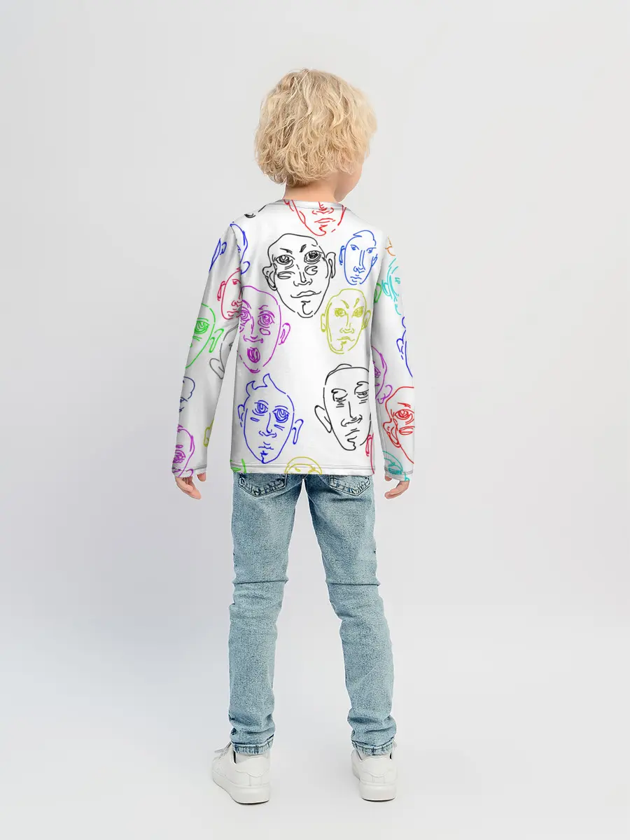Детский лонгслив / Цветные лица