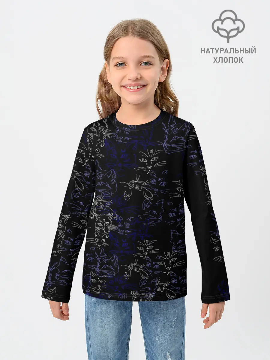 Детский лонгслив / Ночные кошечки