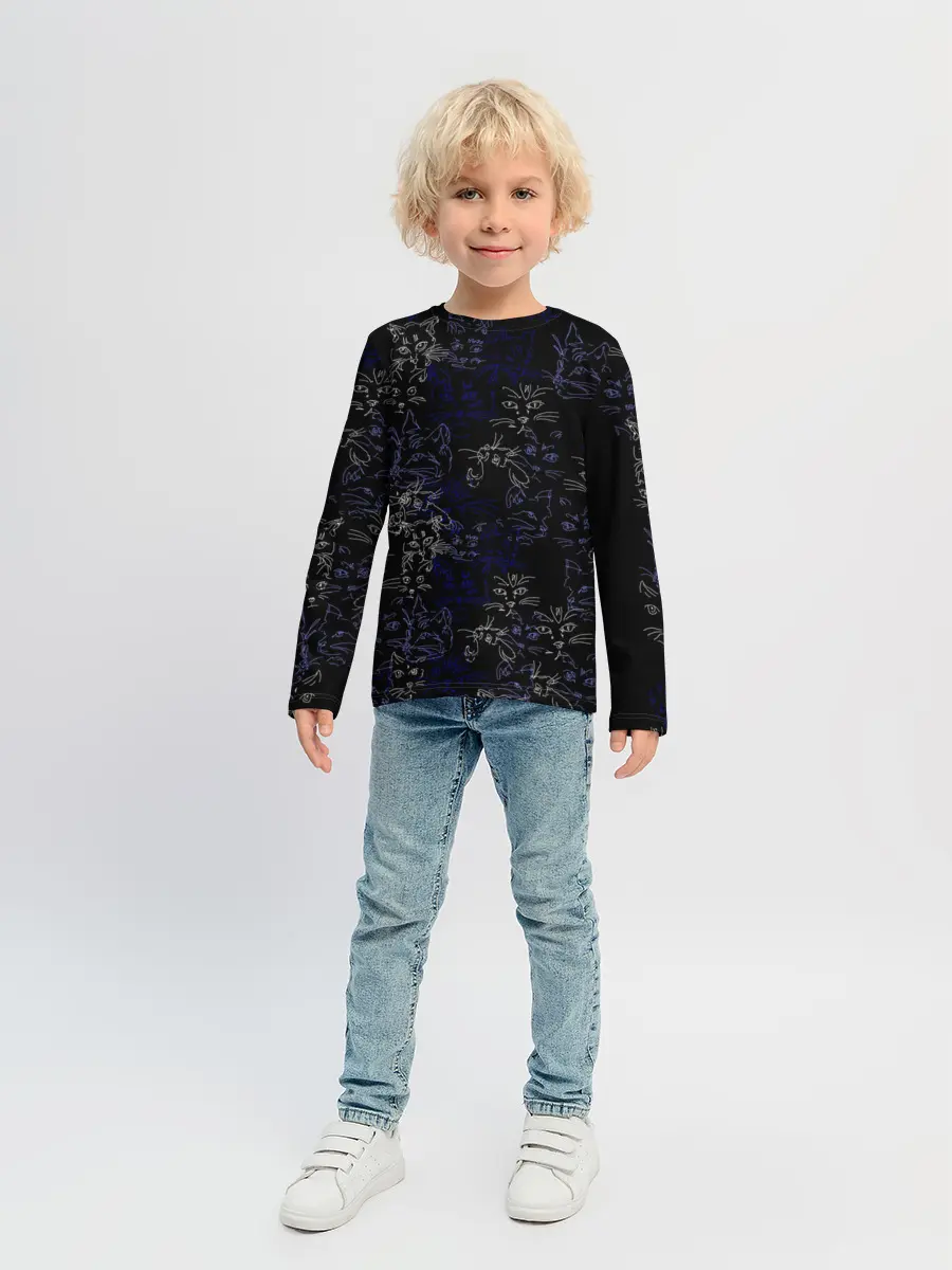 Детский лонгслив / Ночные кошечки