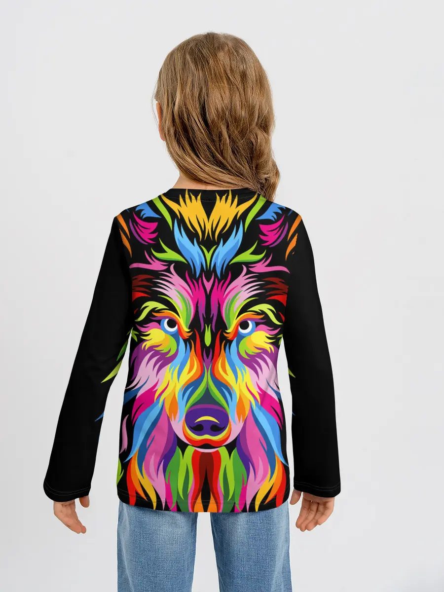 Детский лонгслив / Neon wolf