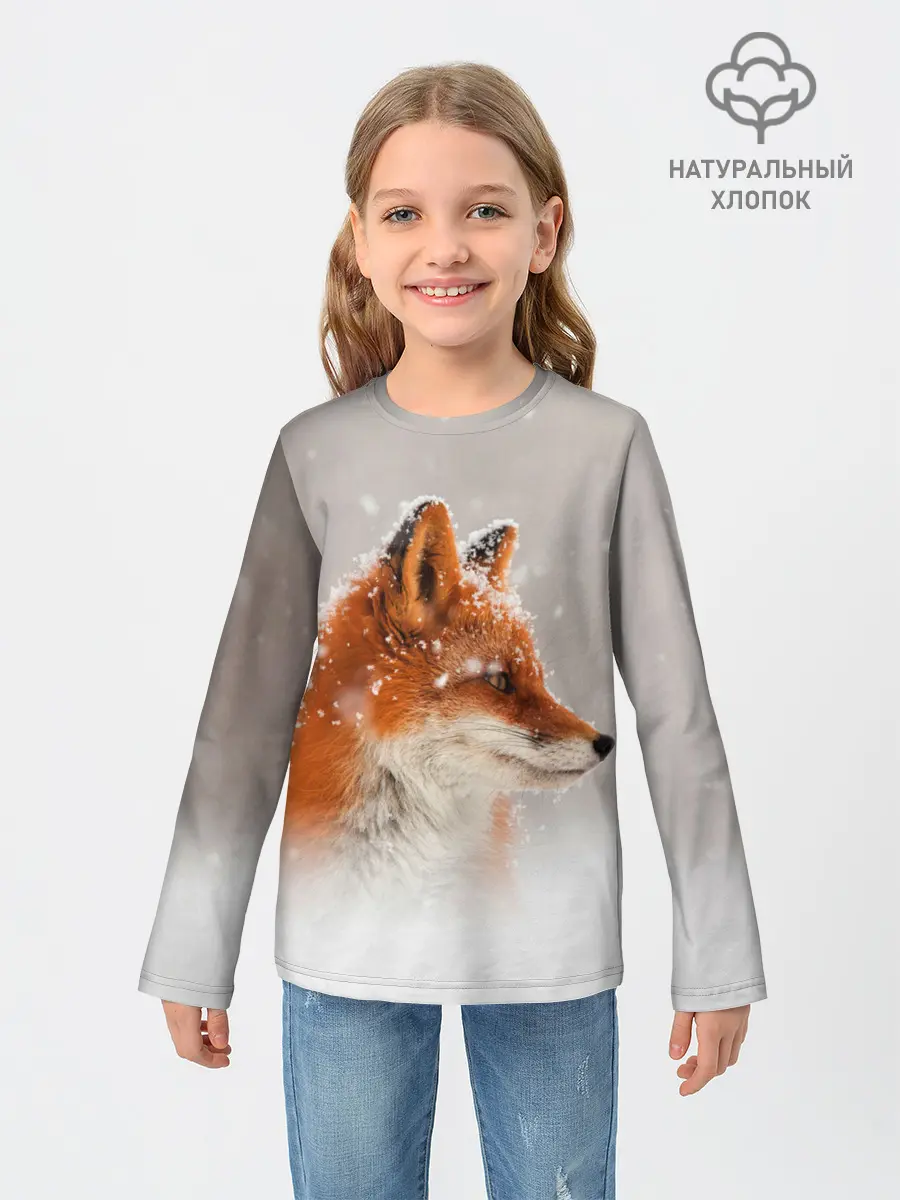 Детский лонгслив / Лиса и снег