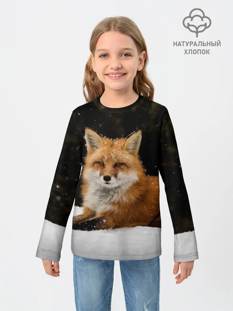Детский лонгслив / Лиса и снег