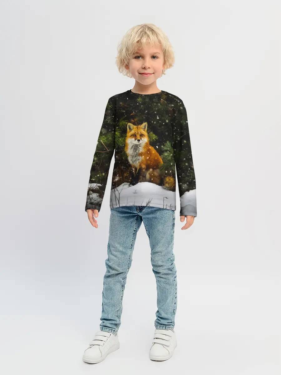 Детский лонгслив / Лиса и снег
