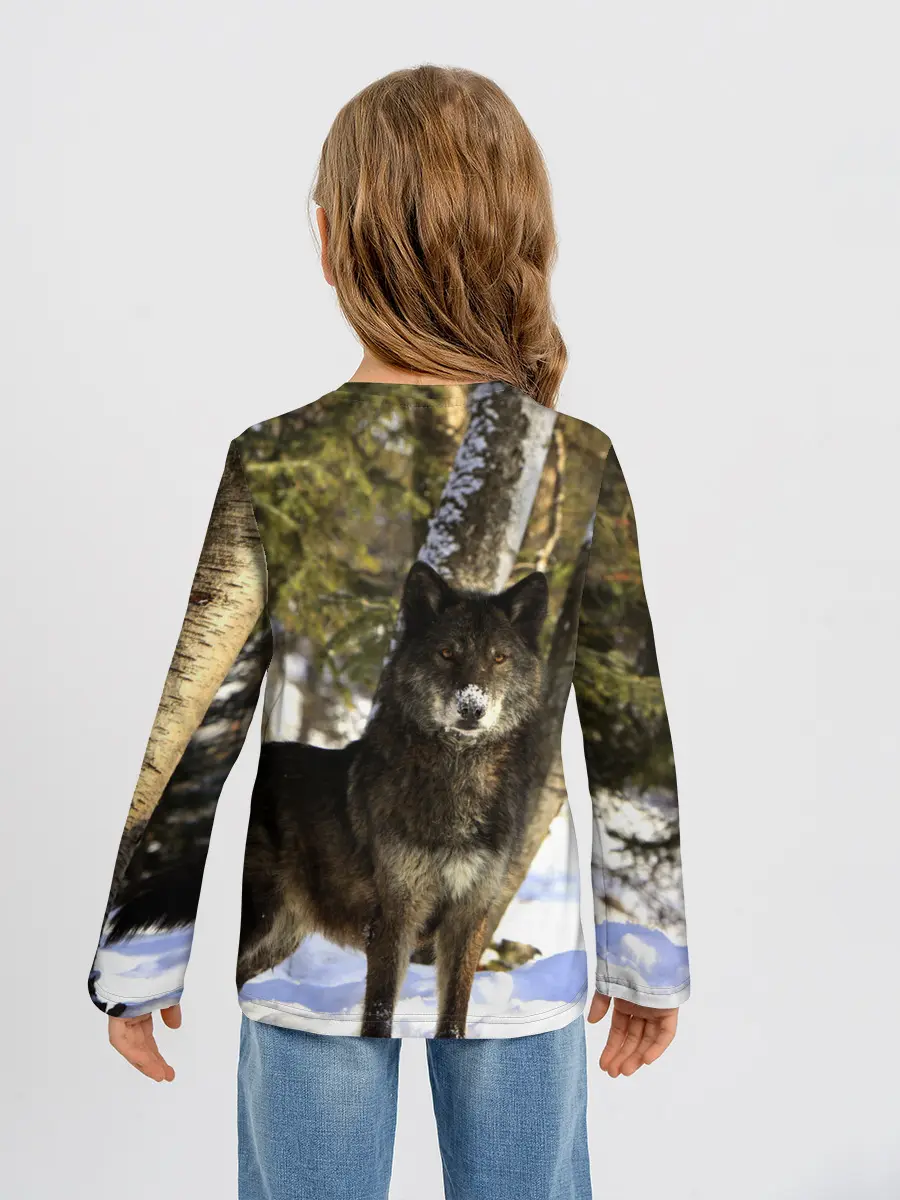 Детский лонгслив / Волк и снег