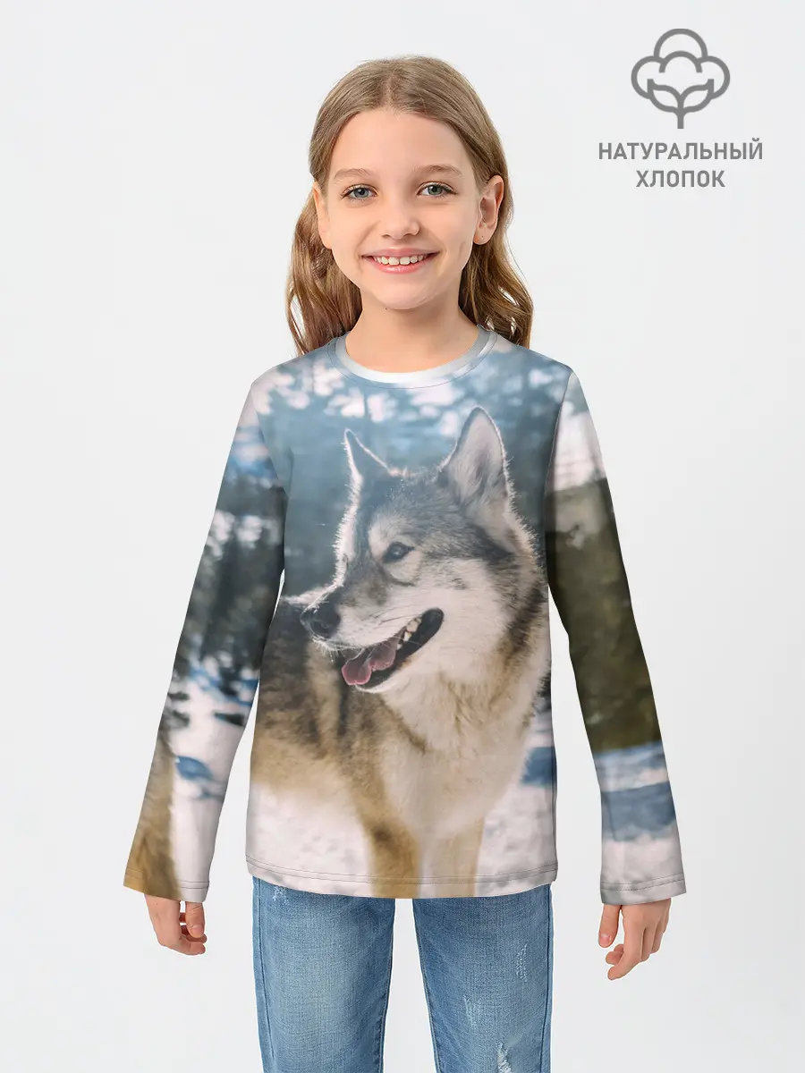 Детский лонгслив / Волк и снег