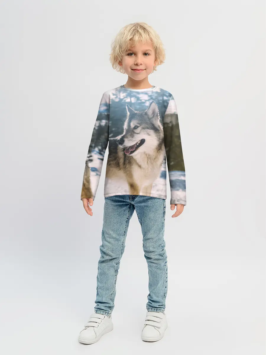Детский лонгслив / Волк и снег