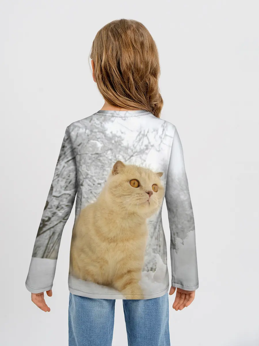 Детский лонгслив / Кот и снег
