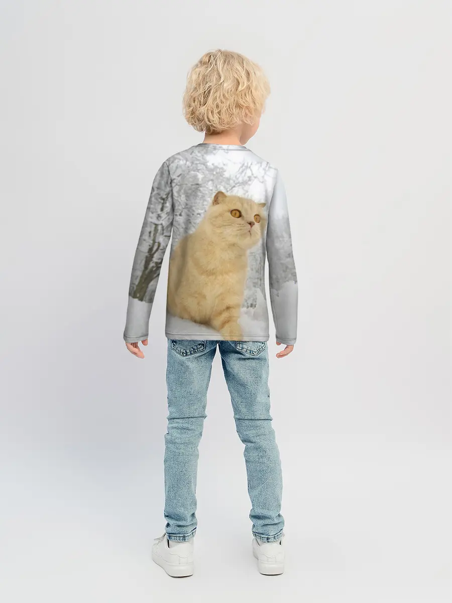 Детский лонгслив / Кот и снег