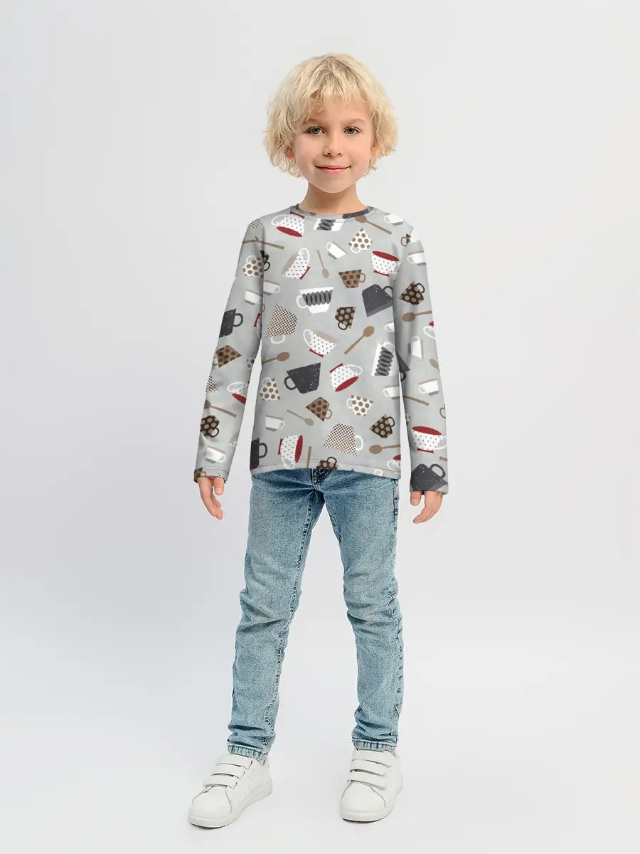 Детский лонгслив / Утро начинается с кружки