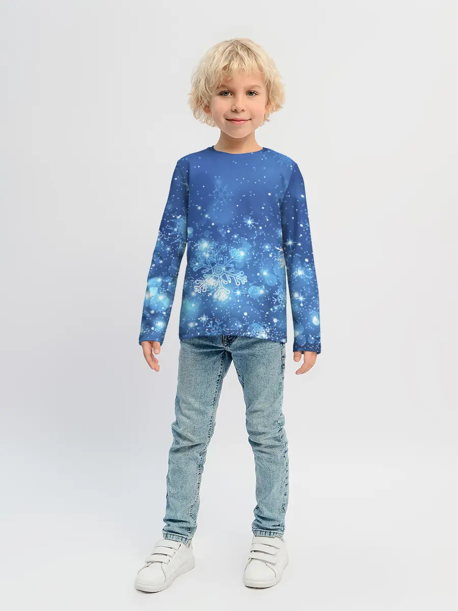 Детский лонгслив / Снежинки.