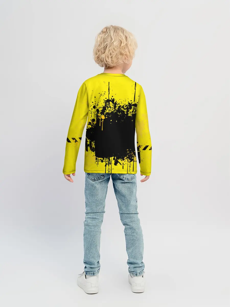 Детский лонгслив / веселое яйцо на черном фоне