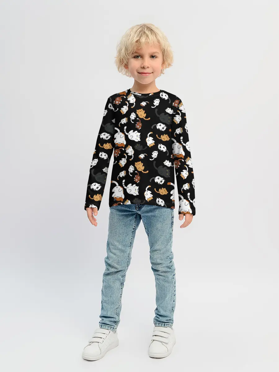 Детский лонгслив / Котята паттерн