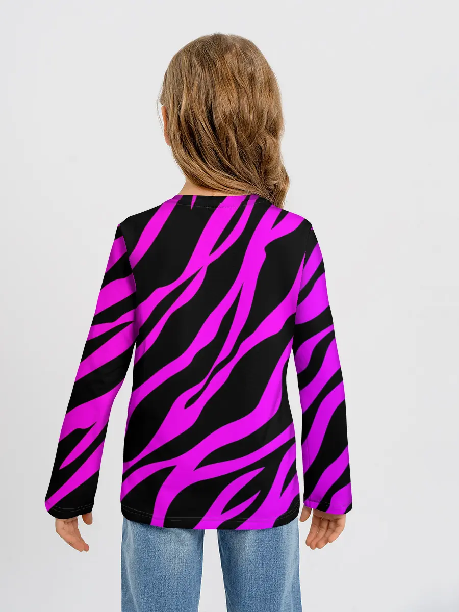 Детский лонгслив / Неоновая зебра