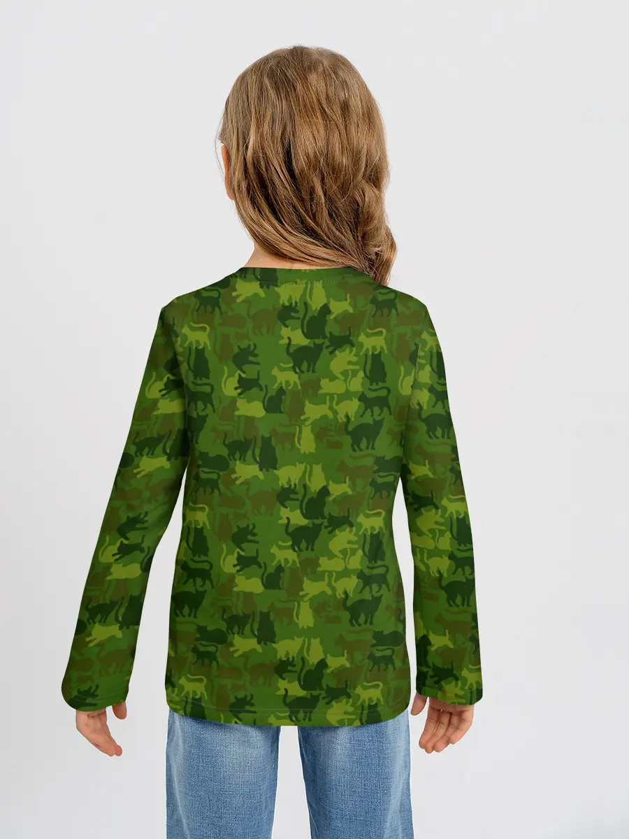 Детский лонгслив / Камуфляж | Котики