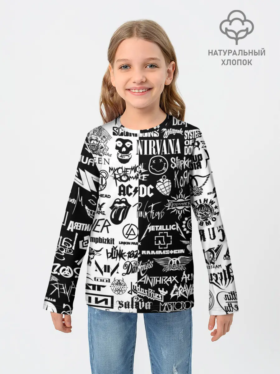 Детский лонгслив / Эмблемы Рок Групп
