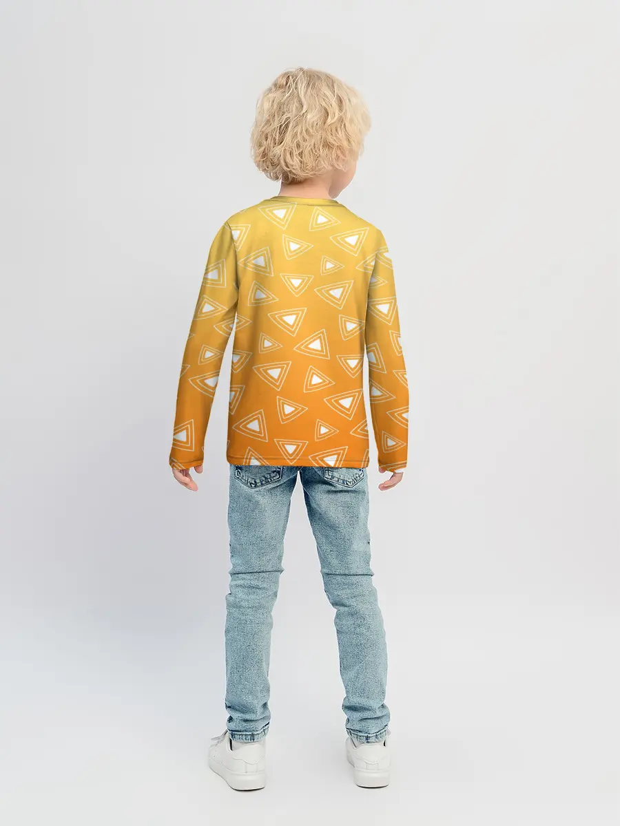 Детский лонгслив / Kimetsu no yaiba оранжевый паттерн