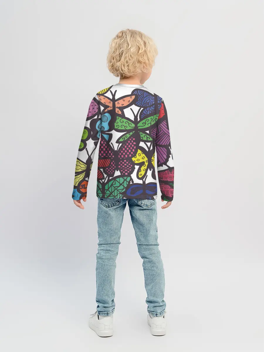 Детский лонгслив / Дудл бабочки