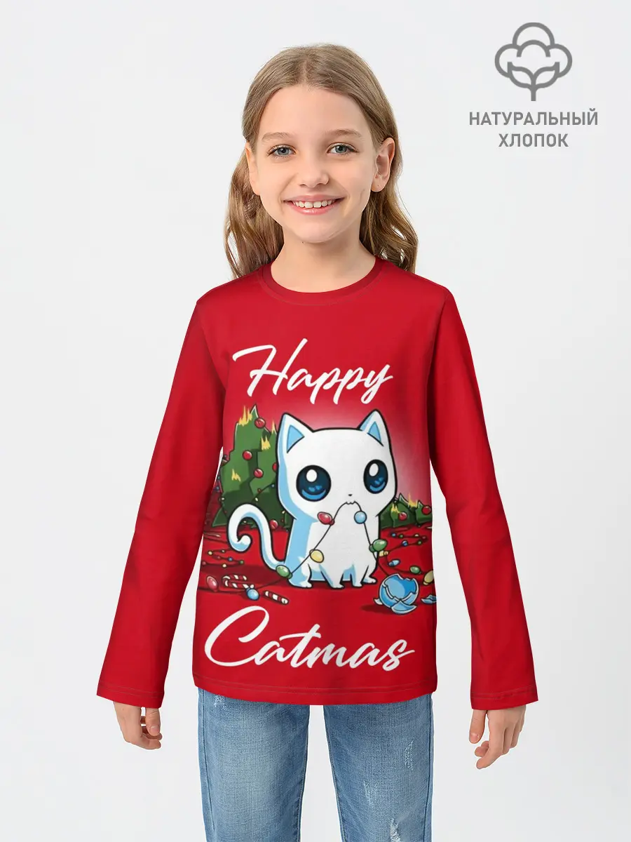 Детский лонгслив / Happy Catmas