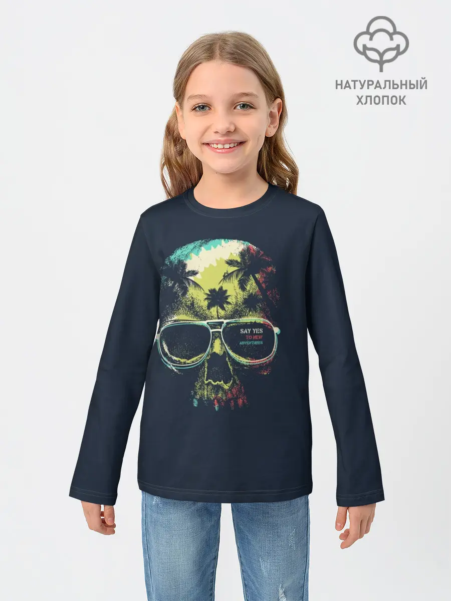 Детский лонгслив / Череп в тропиках