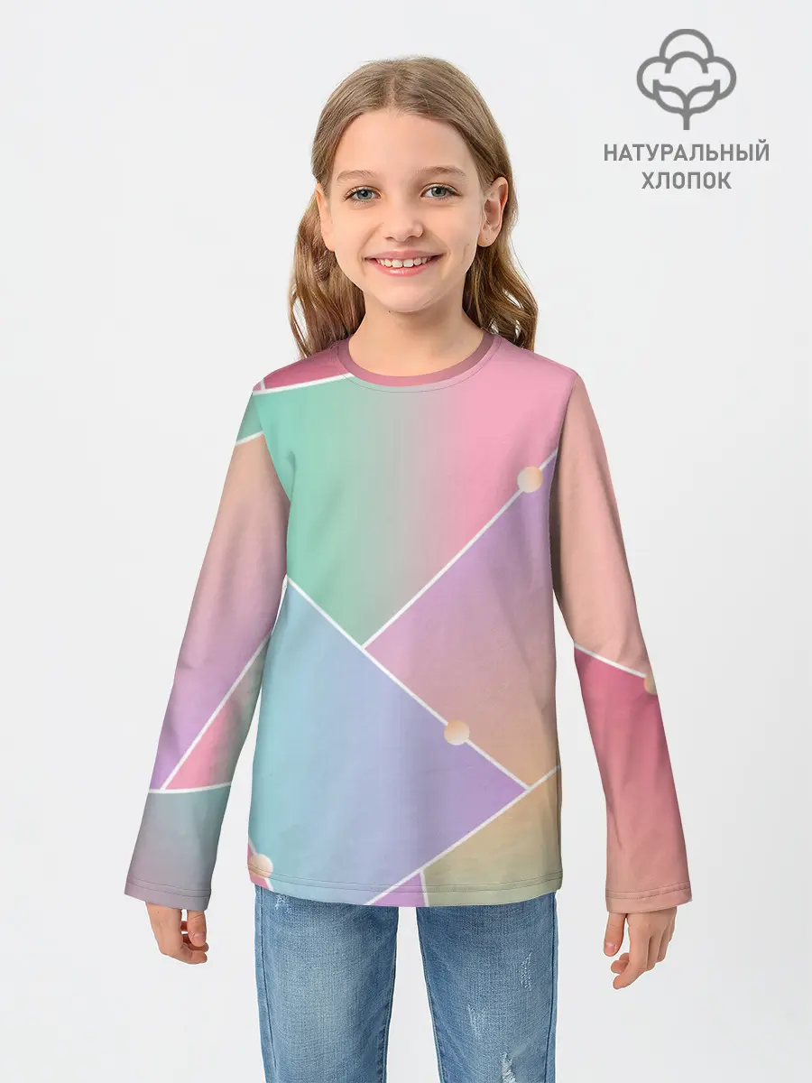 Детский лонгслив / Нежные цвета геометрии