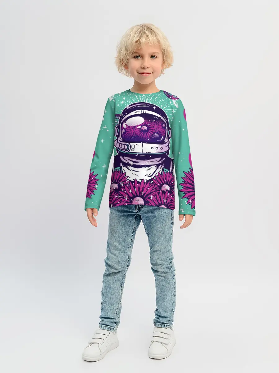 Детский лонгслив / Цветочный Астронавт