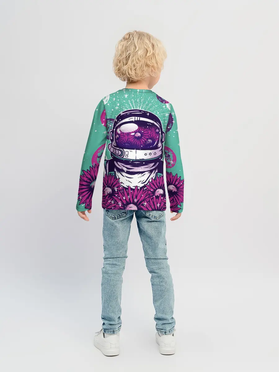 Детский лонгслив / Цветочный Астронавт