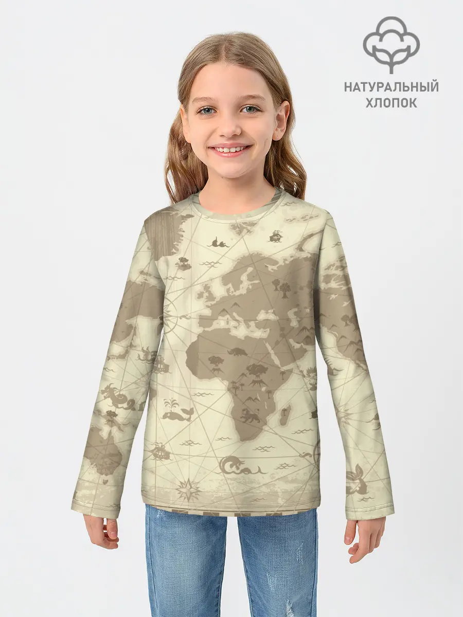 Детский лонгслив / Карта мира