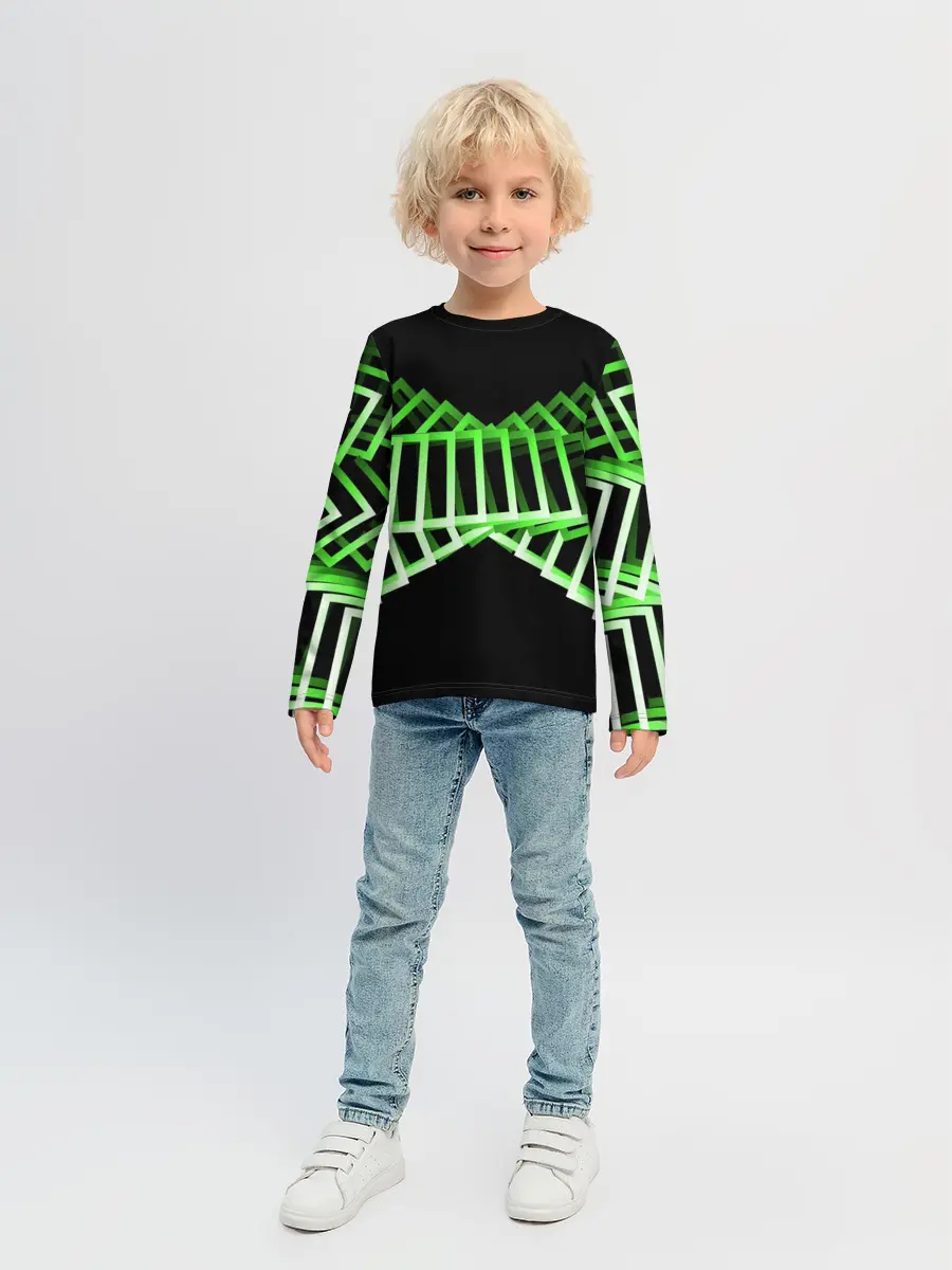 Детский лонгслив / Неоновые квадраты