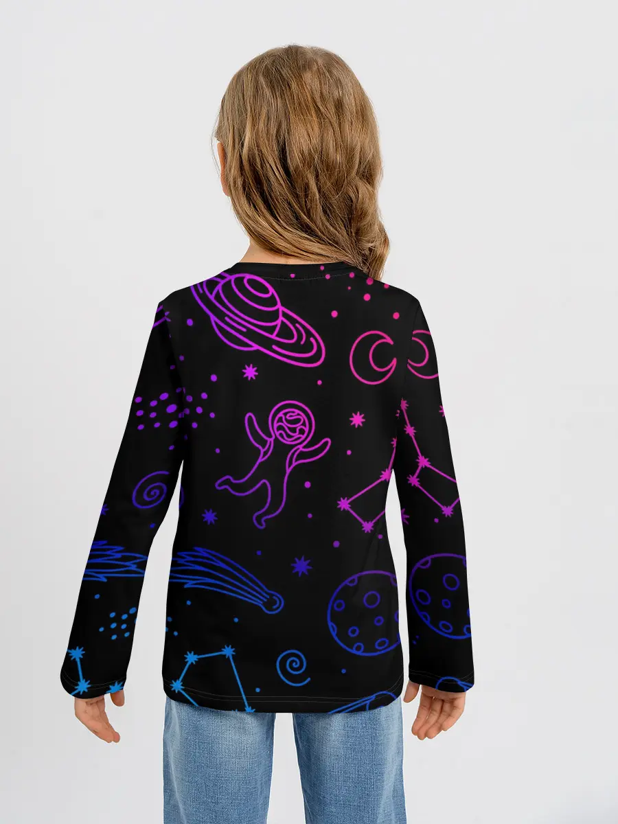 Детский лонгслив / Космический рисунок