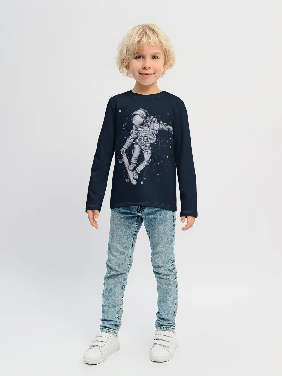 Детский лонгслив / Космонавт на скейте