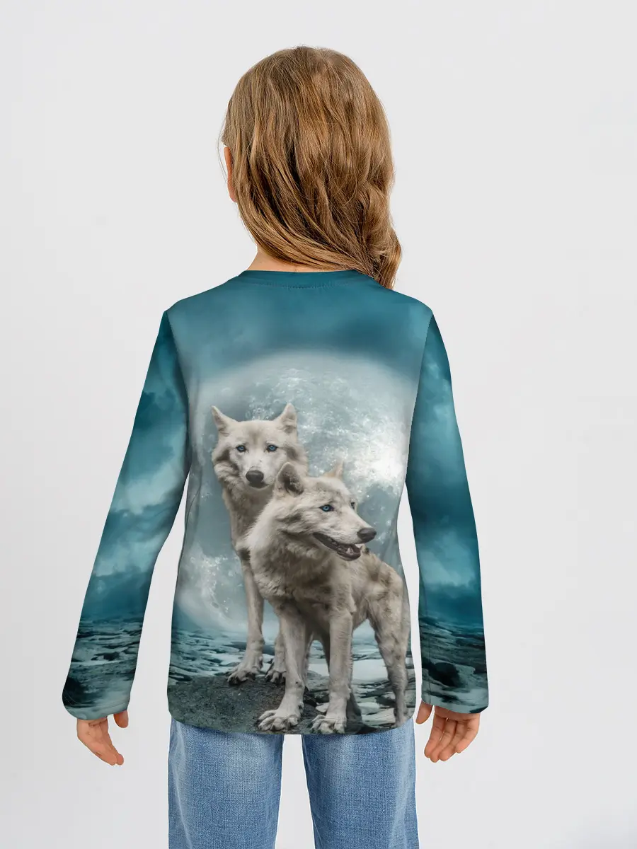 Детский лонгслив / Волки альбиносы