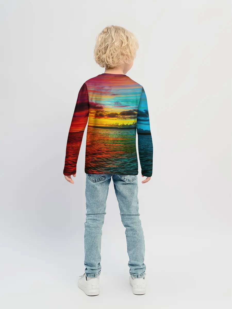 Детский лонгслив / Glitch Sunset