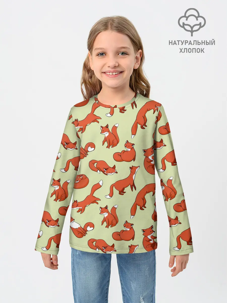 Детский лонгслив / Осенние лисички