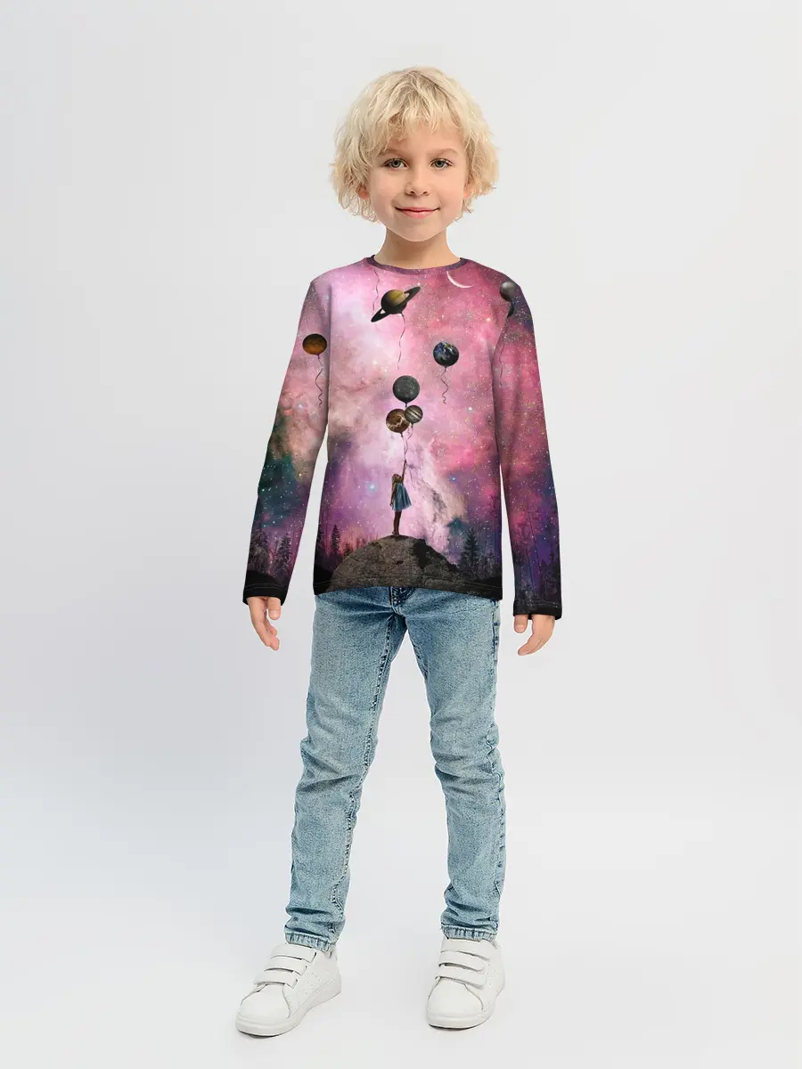 Детский лонгслив / Девочка и космос