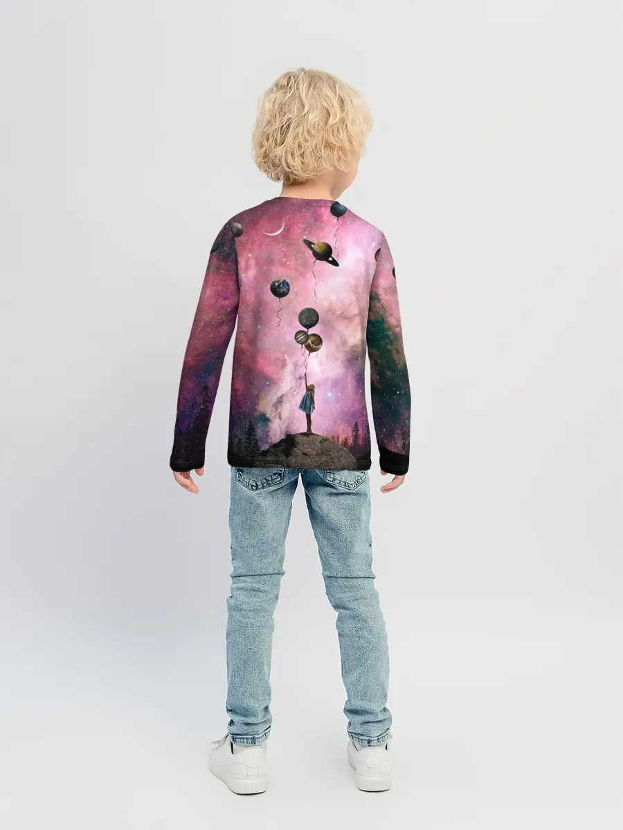 Детский лонгслив / Девочка и космос