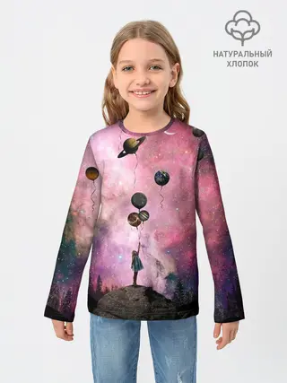Детский лонгслив / Девочка и космос